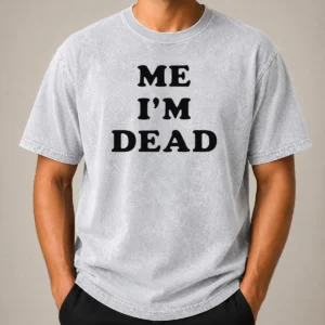Good Touch Me I'M Dead Slogan Funny Goth Humor Washed T Shirt in dark grey with vintage look