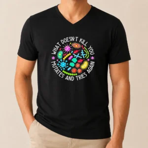 Good What Doesn'T Kill You Mutates And Tries Again Germs V-Neck Shirt
