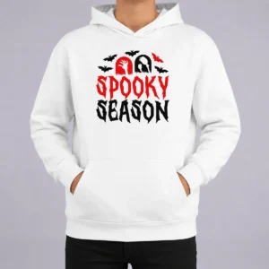 Happy Funny Spooky Season Halloween Bats Witch Broom Zombie Hoodie