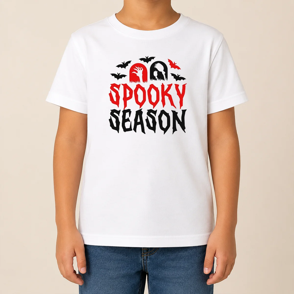 Happy Funny Spooky Season Halloween Bats Witch Broom Zombie Kids T Shirt Happy Funny Spooky Season Halloween Bats Witch Broom Zombie Kids T-Shirt