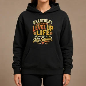 Heartbeat Watching Level Up Life Squad Vintage Retro Distressed Hoodie