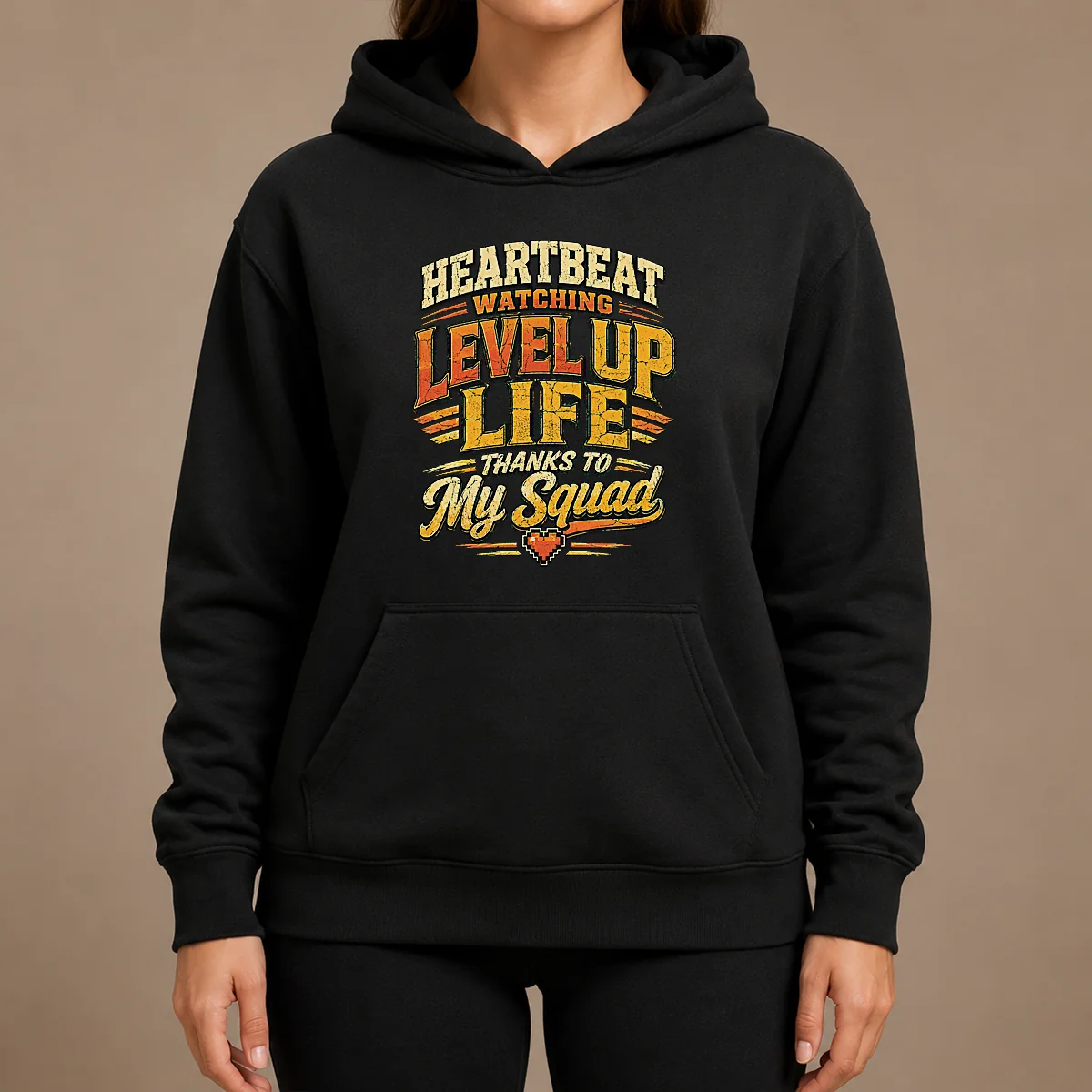 Heartbeat Watching Level Up Life Squad Vintage Retro Distressed Hoodie Heartbeat Watching Level Up Life Squad Vintage Retro Distressed Hoodie