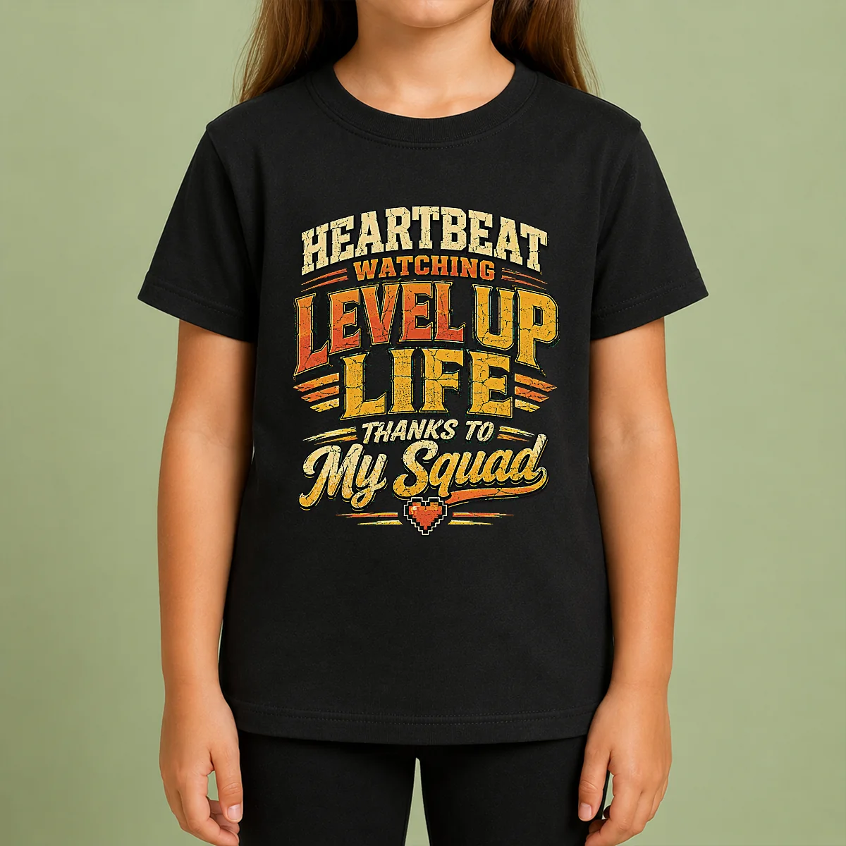 Heartbeat Watching Level Up Life Squad Vintage Retro Distressed Kids T Shirt Heartbeat Watching Level Up Life Squad Vintage Retro Distressed Kids T-Shirt