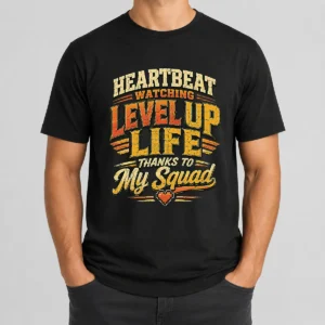Heartbeat Watching Level Up Life Squad Vintage Retro Distressed Shirt