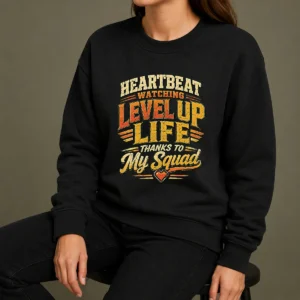 Heartbeat Watching Level Up Life Squad Vintage Retro Distressed Sweater