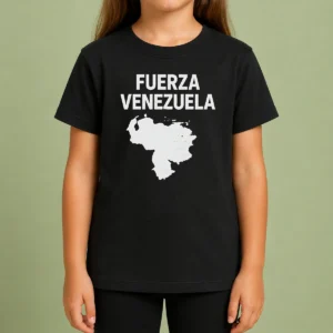Hot Fuerza Venezuela Map Kids T Shirt featuring a vibrant map design on a comfortable cotton fabric