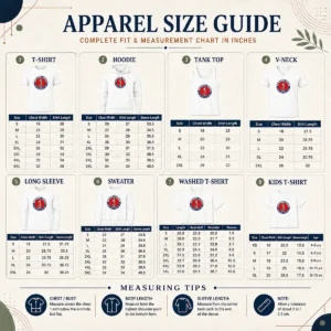 Size chart for Hot Funny National Guard Always Ready Always There with measurements in inches and cm