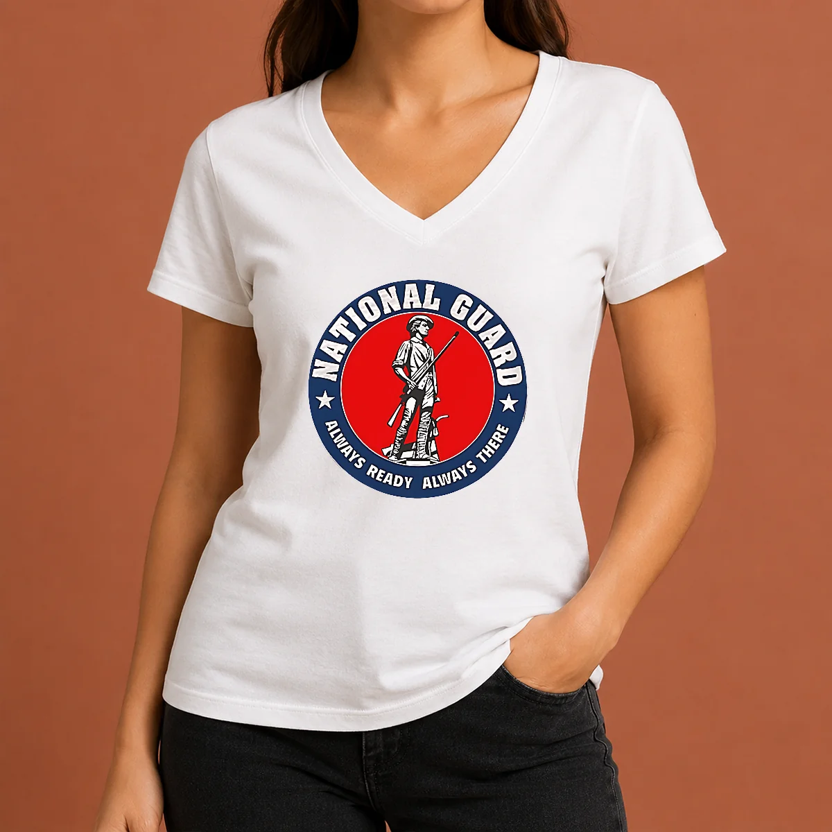 Hot Funny National Guard Always Ready V-Neck Shirt Hot Funny National Guard Always Ready V-Neck Shirt
