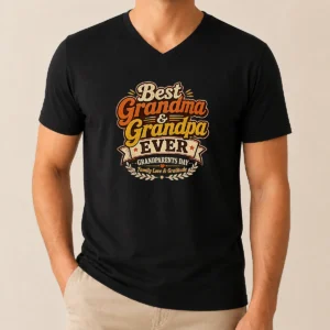 Hot Grandparents Day Vintage Best Grandma Grandpa V-Neck Shirt