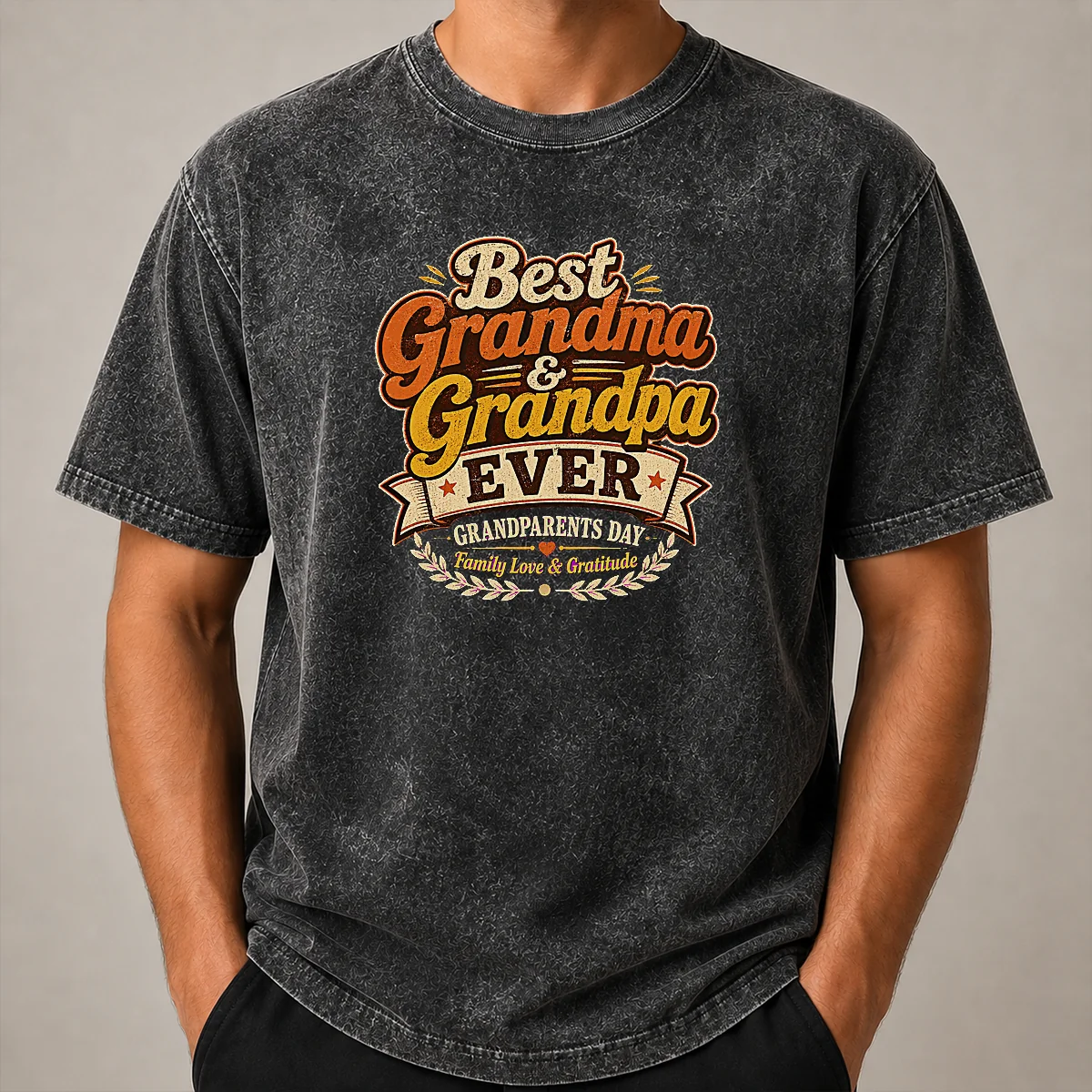 Hot Grandparents Day Vintage Best Grandma Grandpa Washed T Shirt Hot Grandparents Day Vintage Best Grandma Grandpa Washed T-Shirt