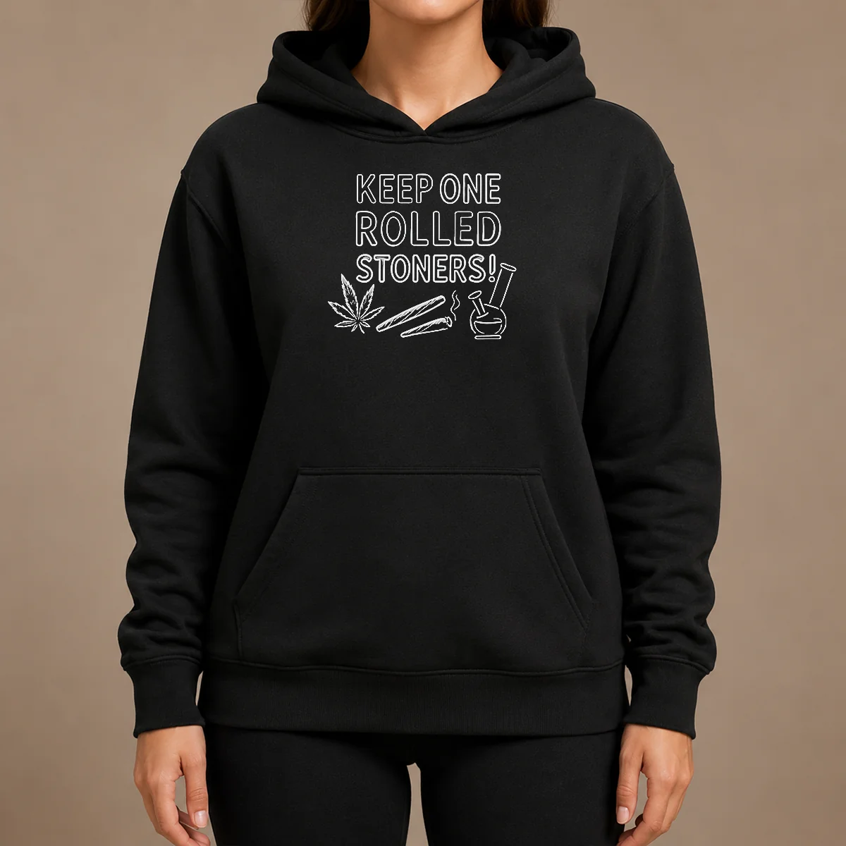 Hot Keep One Rolled Stoners Hoodie Hot Keep One Rolled Stoners Hoodie in black with front pocket and drawstring hood