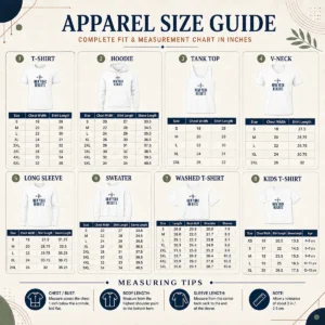 Size chart for Hot Top New York Heights WPBL Logo with measurements in inches and cm