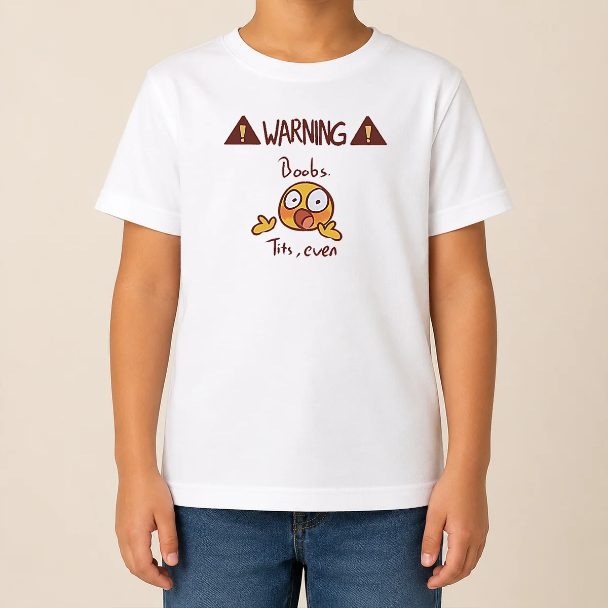 Hot Warning Boobs Tits Even Shocked Kids T Shirt Hot Warning Boobs Tits Even Shocked Kids T-Shirt