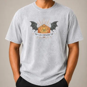 Hot You Can Certainly Try D20 Dice With Wings Washed T-Shirt