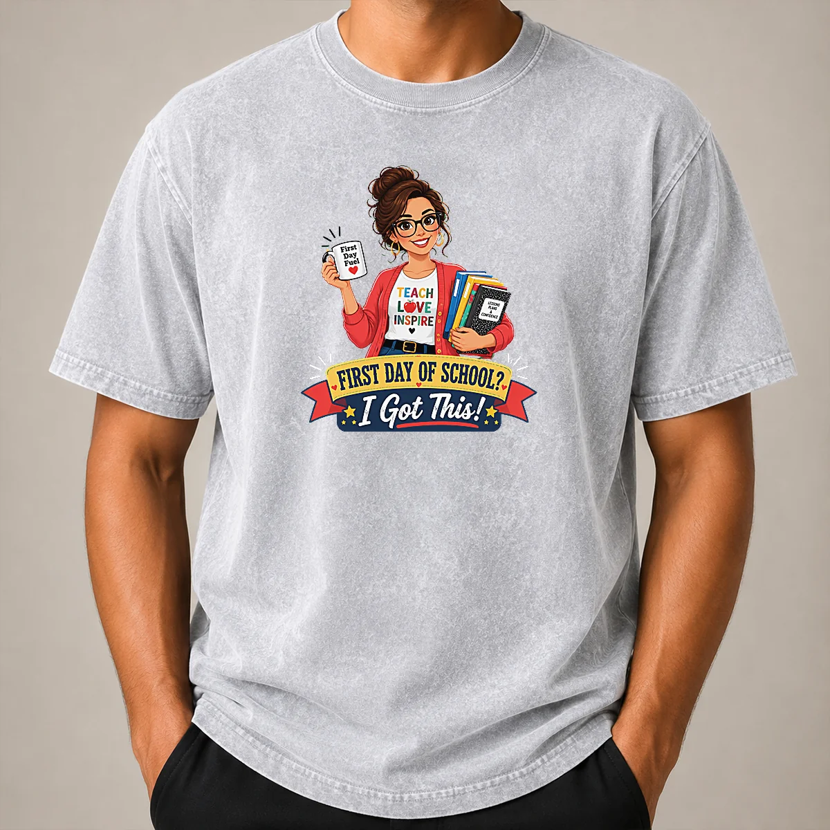 Nice First Day Of School Teacher Vector Washed T Shirt Nice First Day Of School Teacher Vector Washed T-Shirt