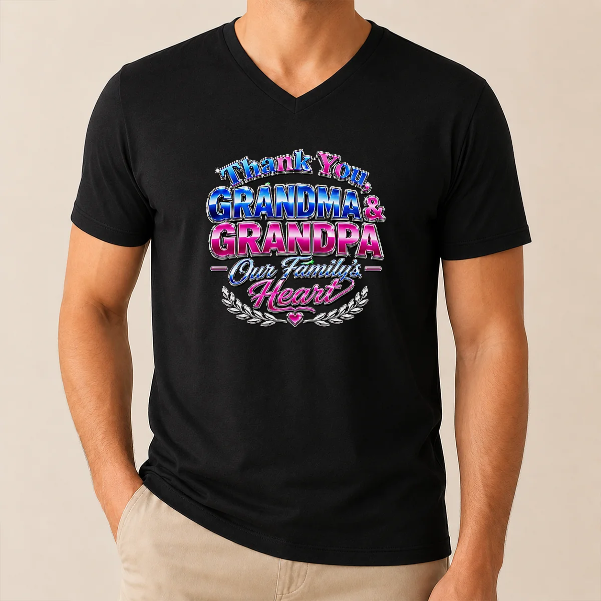Nice Good Grandparents Day Thank You V-Neck Shirt Nice Good Grandparents Day Thank You V-Neck Shirt