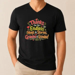 Nice Grandparents Day Thanks Doodle Family Love V-Neck Shirt