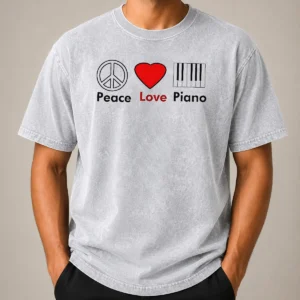 Nice Hot Peace Love Piano Washed T-Shirt