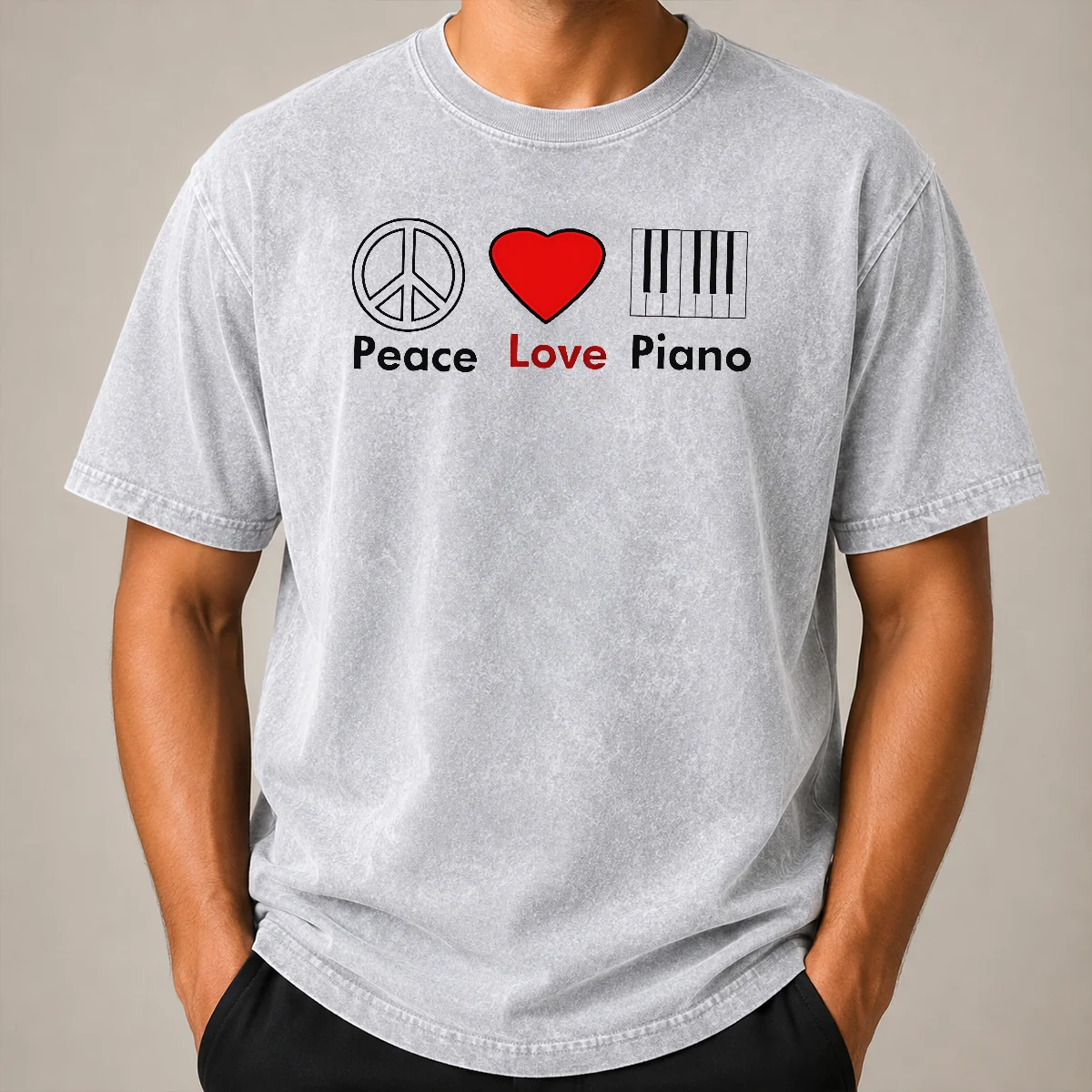 Nice Hot Peace Love Piano Washed T Shirt Nice Hot Peace Love Piano Washed T-Shirt