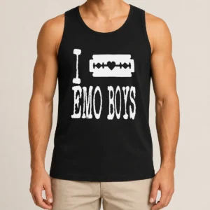 Nice I Love Emo Boys Heart Razor Blade Tank Top