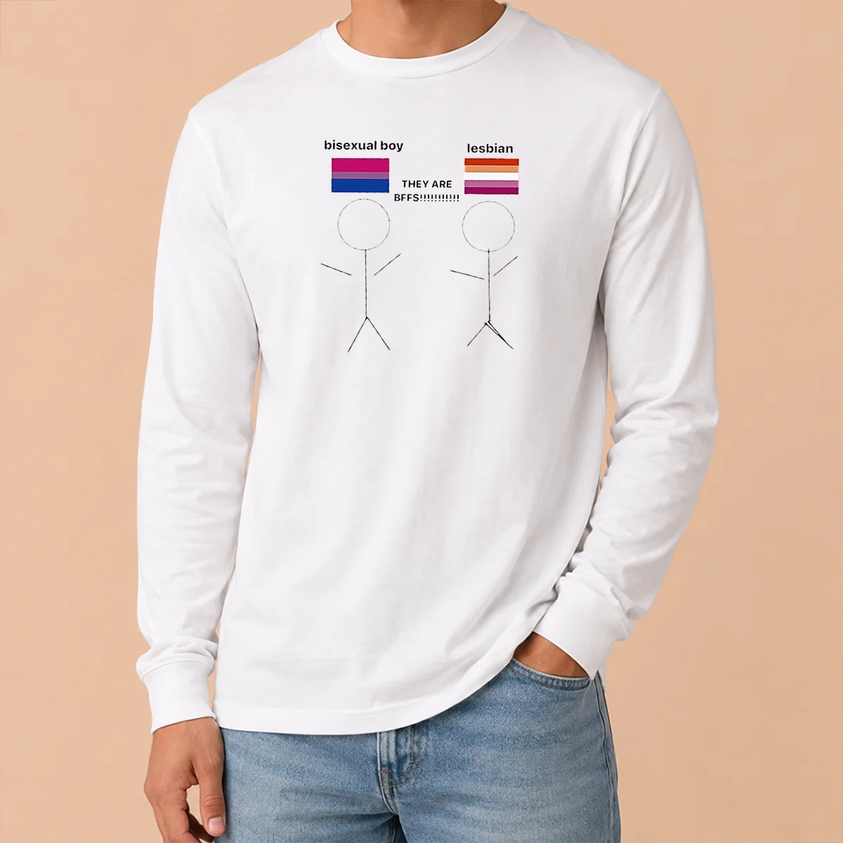 Nice Original Bisexual Boy Lesbian They Are Bff Long Sleeve Shirt Nice Original Bisexual Boy Lesbian They Are Bff Long Sleeve Shirt