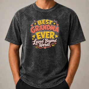 Nice Premium Grandparents Day Best Grandma Ever Cartoon Washed T-Shirt