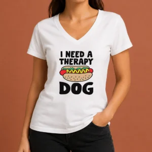 Nice Therapy Dog Ivory V-Neck Shirt