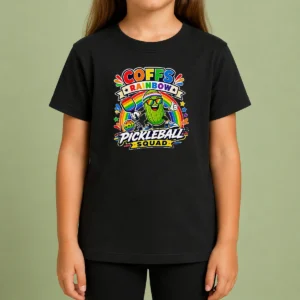 Nice Vibrant Coffs Rainbow Pickleball Enthusiast Kids T-Shirt