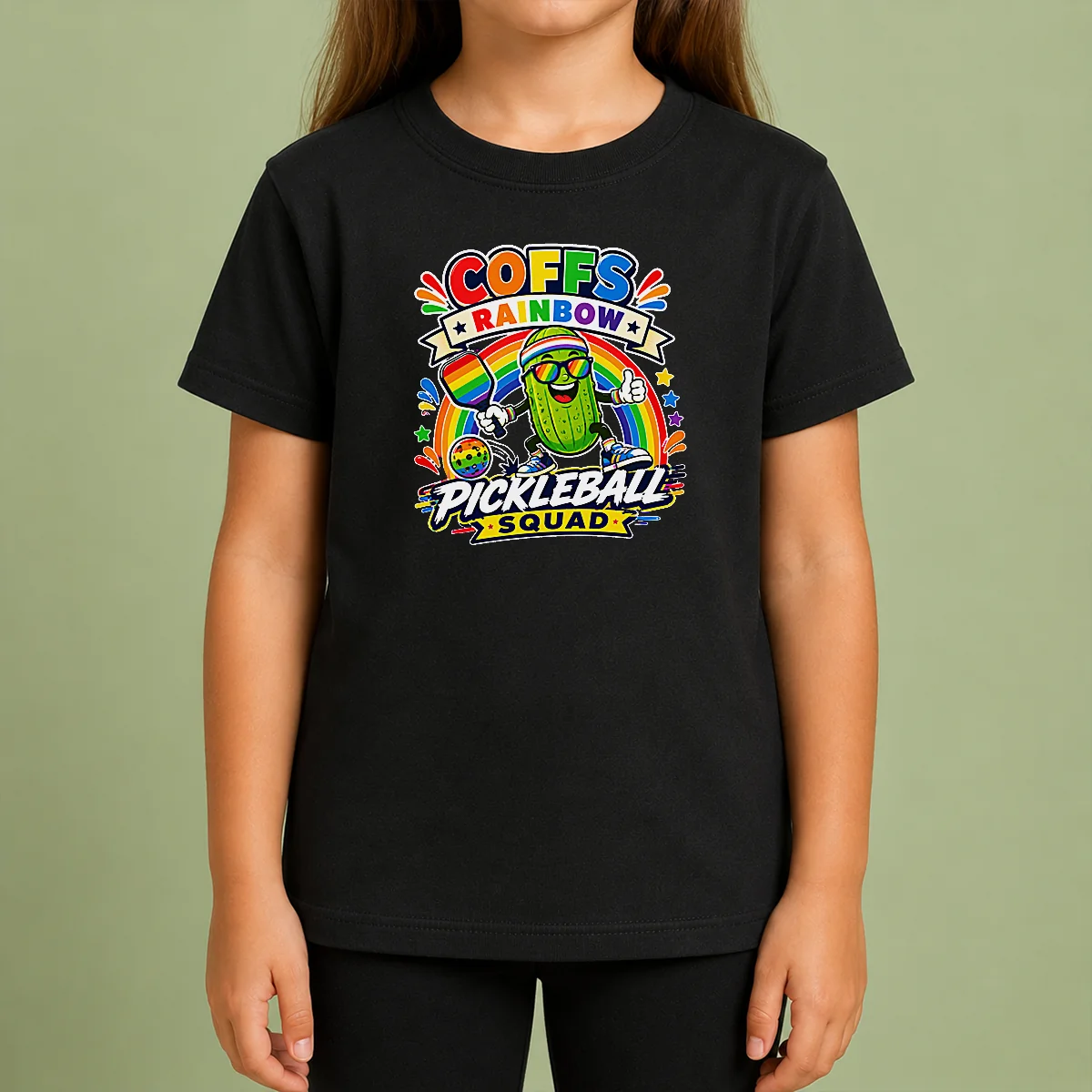 Nice Vibrant Coffs Rainbow Pickleball Enthusiast Kids T Shirt Nice Vibrant Coffs Rainbow Pickleball Enthusiast Kids T-Shirt