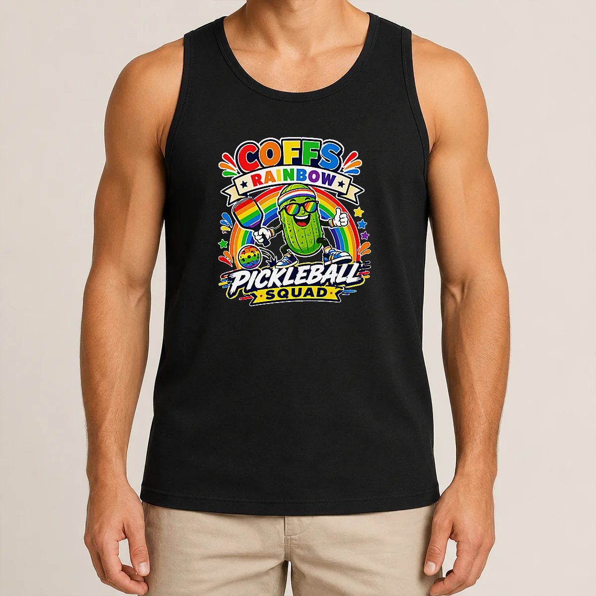 Nice Vibrant Coffs Rainbow Pickleball Enthusiast Tank Top Nice Vibrant Coffs Rainbow Pickleball Enthusiast Tank Top