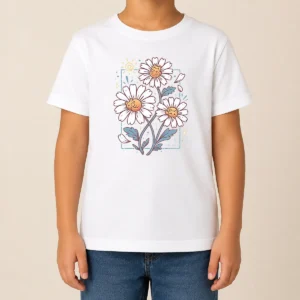 Nice With Cat Daisies Kids T-Shirt