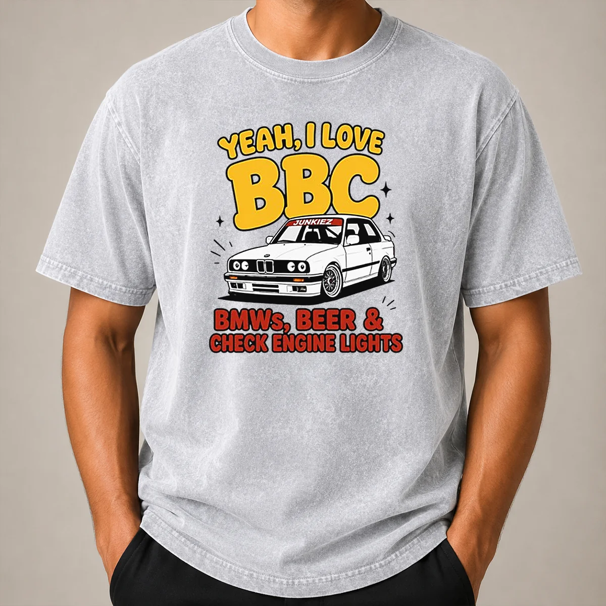 Nice Yeah I Love BBC Bmws Beer And Check Engine Lights Washed T Shirt Nice Yeah I Love BBC Bmws Beer And Check Engine Lights Washed T-Shirt