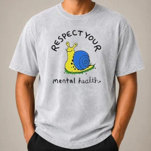 Nice Yellow Snail Respect Your Mental Health Washed T-Shirt