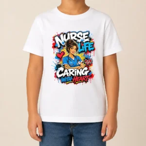 Nurse Life Caring With Heart Graffiti Kids T-Shirt