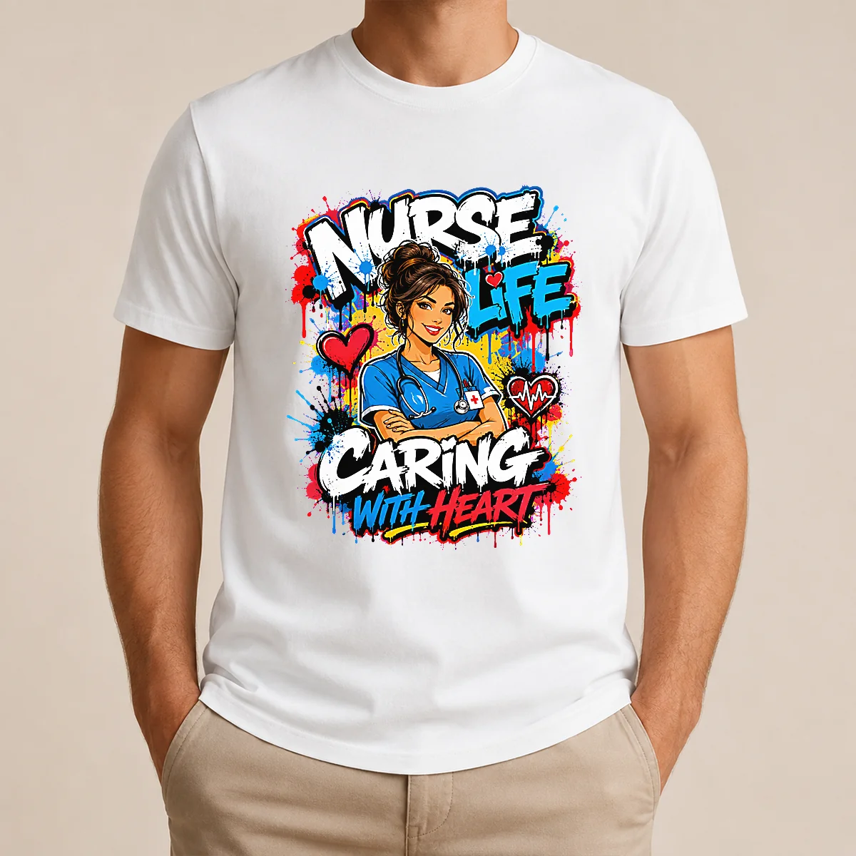 Nurse Life Caring With Heart Graffiti Shirt Nurse Life Caring With Heart Graffiti Shirt