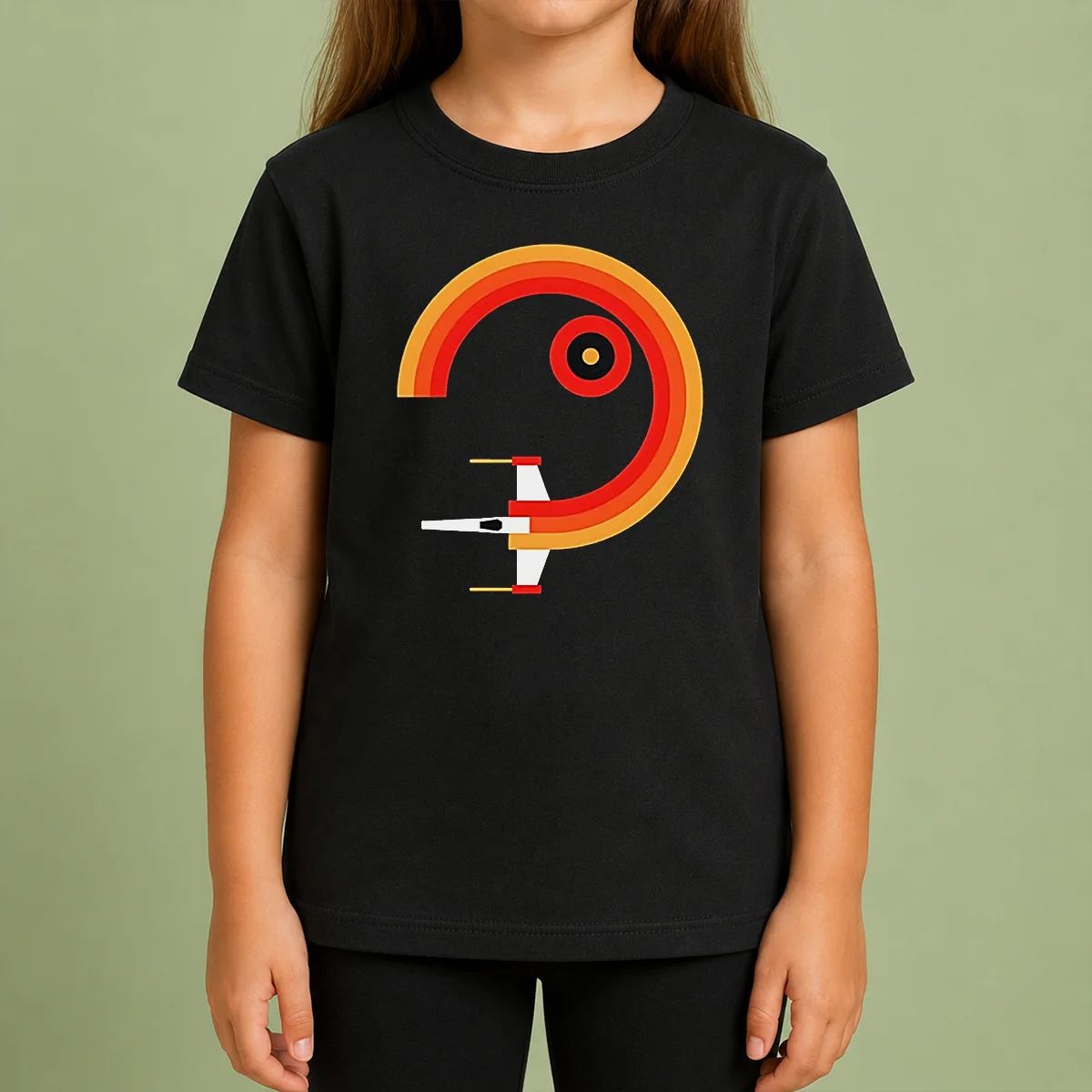 Official Awesome Star Wars X Wing Retro Sunset Spiral Circle Kids T Shirt Official Awesome Star Wars X Wing Retro Sunset Spiral Circle Kids T-Shirt
