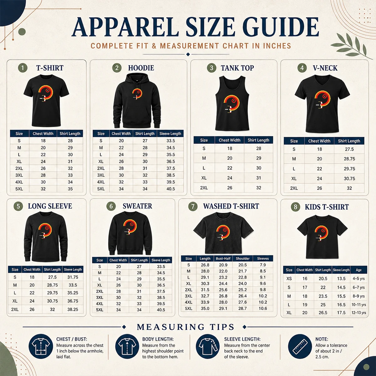 Official Awesome Star Wars X Wing Retro Sunset Spiral Circle Size Chart Size chart for Official Awesome Star Wars X Wing Retro Sunset Spiral Circle with measurements in inches and cm