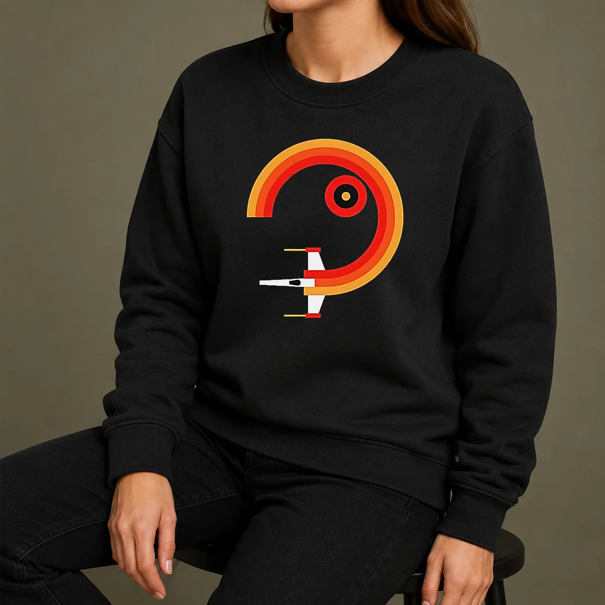 Official Awesome Star Wars X Wing Retro Sunset Spiral Circle Sweater Official Awesome Star Wars X Wing Retro Sunset Spiral Circle Sweater