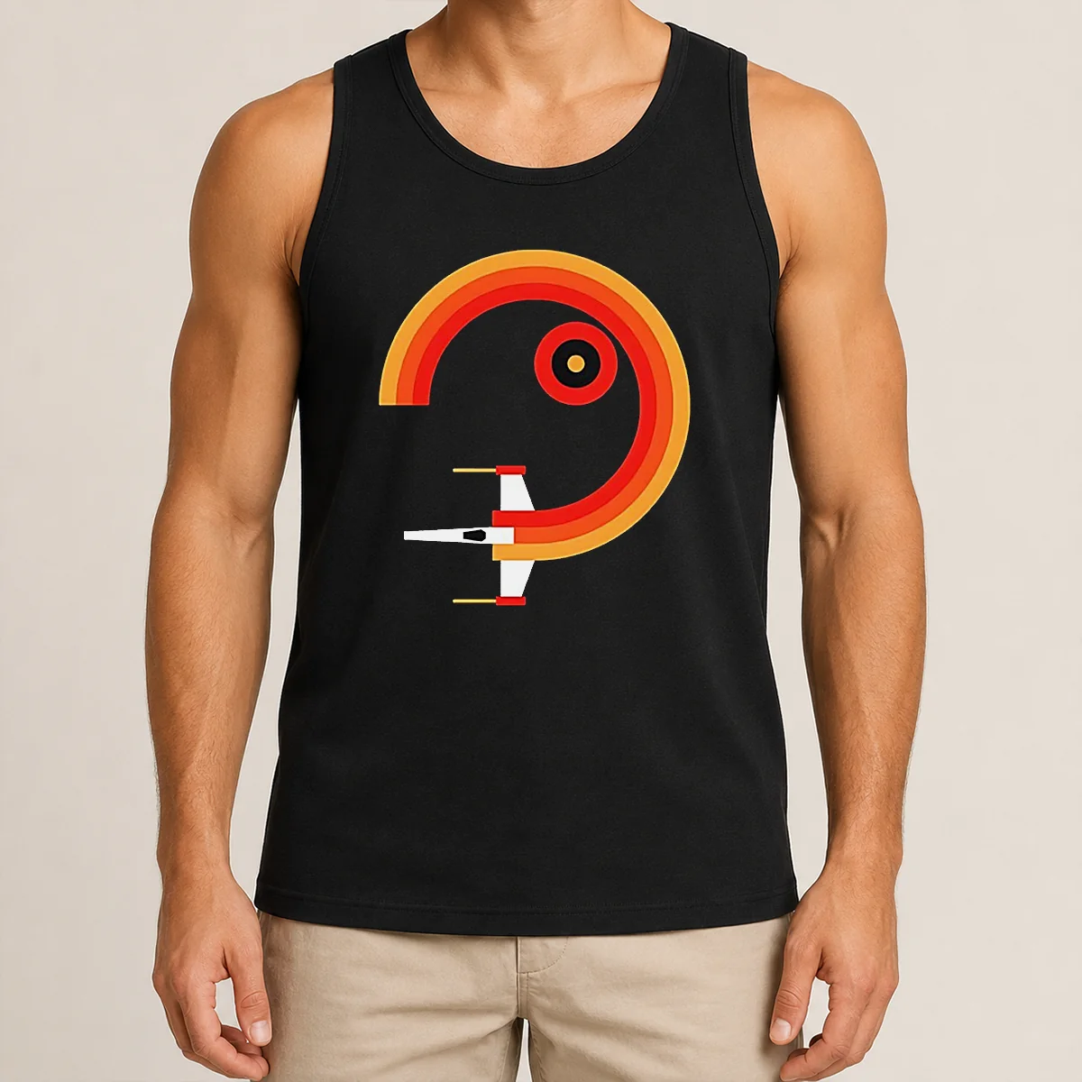 Official Awesome Star Wars X Wing Retro Sunset Spiral Circle Tank Top Official Awesome Star Wars X Wing Retro Sunset Spiral Circle Tank Top
