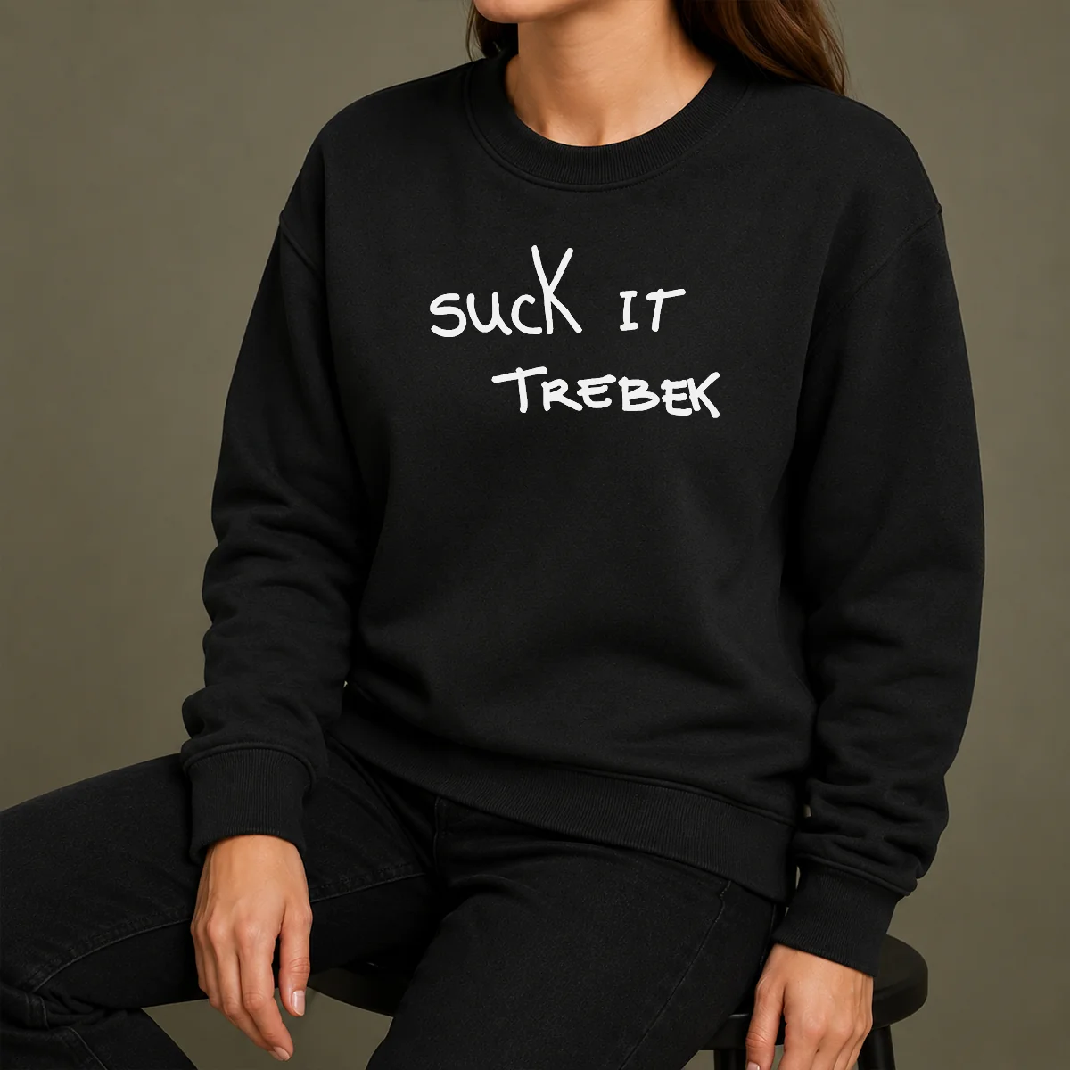 Official Awesome Suck It Trebek Chalk Text Sweater Official Awesome Suck It Trebek Chalk Text Sweater