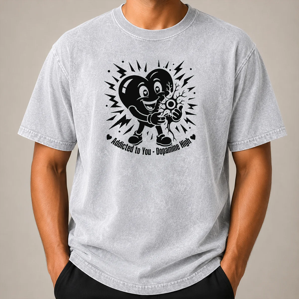Official Dopamine Addicted To You Silhouette Love Washed T Shirt Official Dopamine Addicted To You Silhouette Love Washed T-Shirt