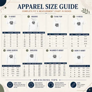 Size chart for Official Dopamine Love Quote Line Art For Couples showing measurements in inches and cm