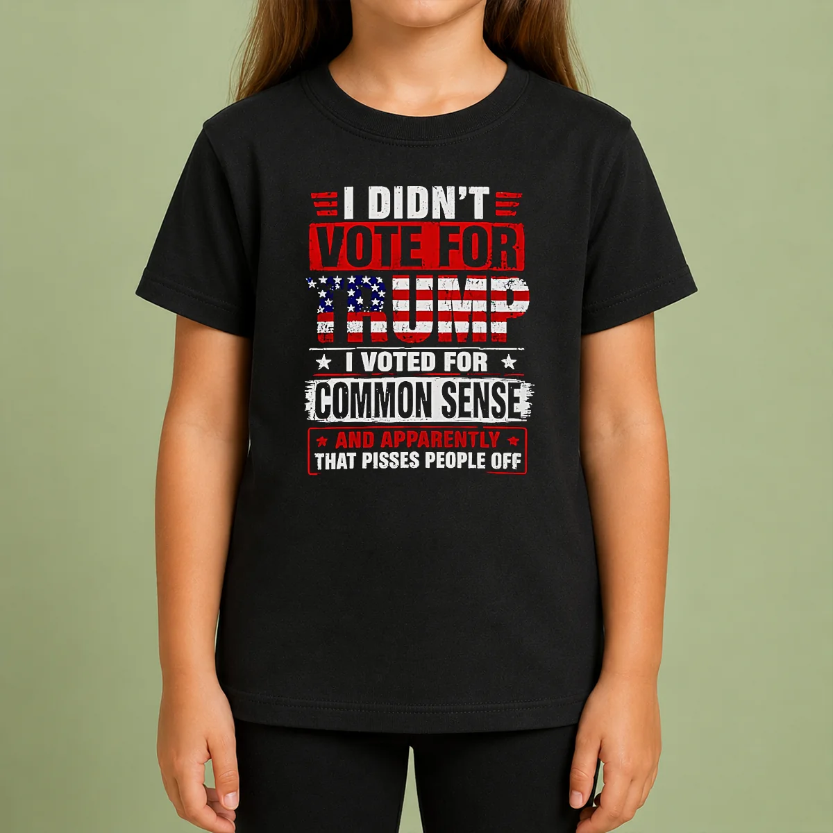 Official I Didn'T Vote For Trump I Voted For Common Sense And Apparently That Pisses People Off Kids T Shirt Official I Didn'T Vote For Trump I Voted For Common Sense And Apparently That Pisses People Off Kids T-Shirt