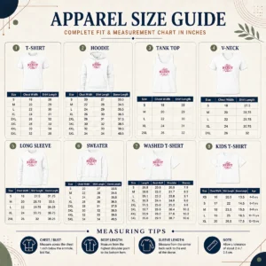 Size chart for Official Nice Talk Nerdy To Me Slogan Nerd Geek Funny with measurements in inches and cm