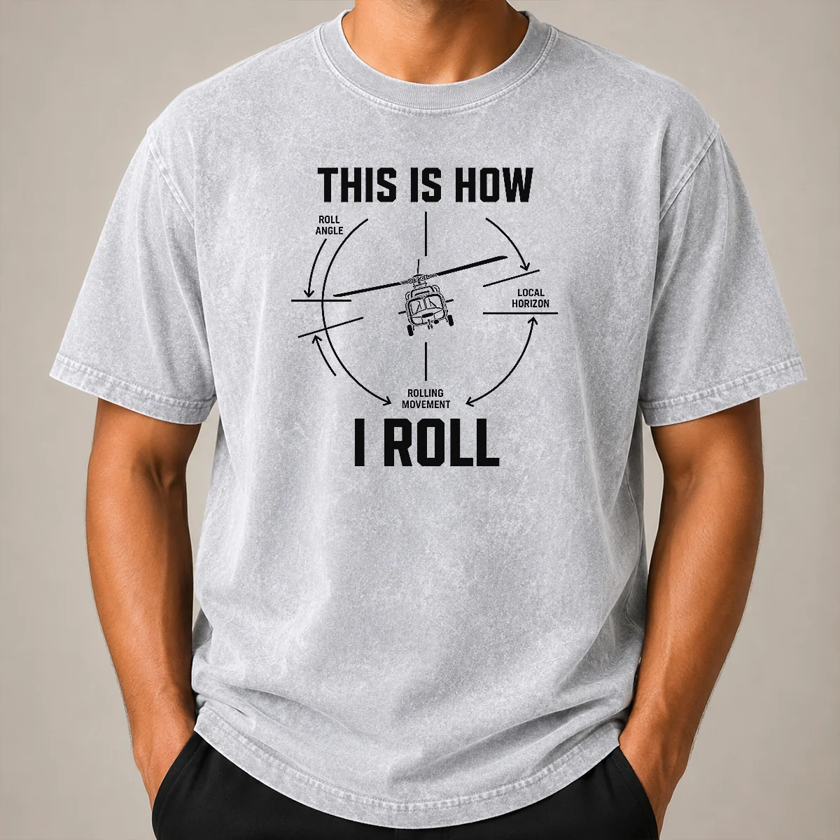 Official This Is How I Roll Funny Helicopter Washed T Shirt Official This Is How I Roll Funny Helicopter washed t shirt in vintage style with graphic print