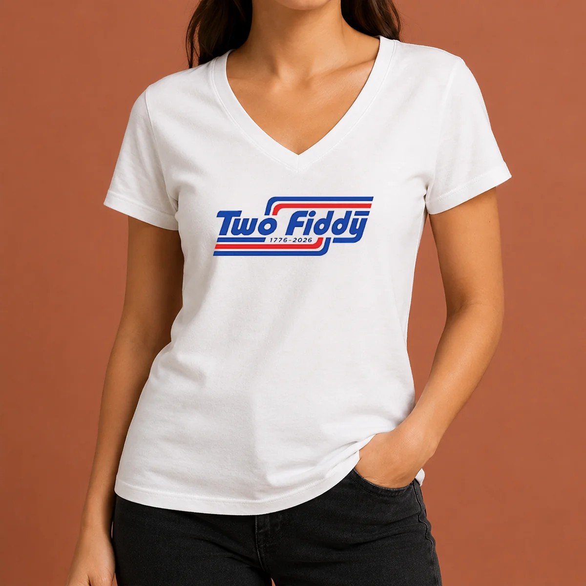 Official Two Fiddy 1776 2026 Patriotic V-Neck Shirt Official Two Fiddy 1776 2026 Patriotic V-Neck Shirt
