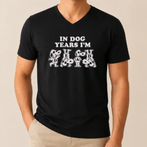 Original Awesome Snoopy In Dog Years I'M Dead Cartoon Dogs V Neck Shirt in black, comfortable casual wear