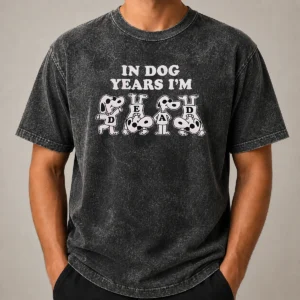 Original Awesome Snoopy In Dog Years I'M Dead Cartoon Dogs Washed T-Shirt