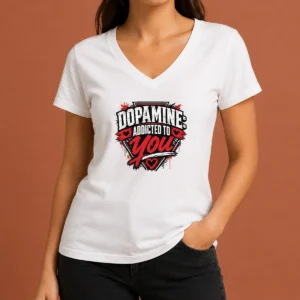 Original Dopamine Addicted To You Streetwear Typography V-Neck Shirt