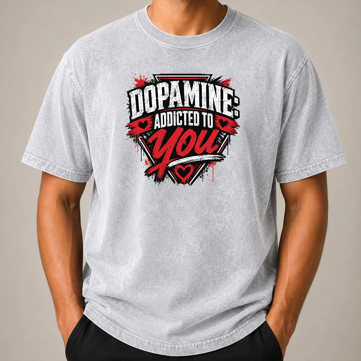 Original Dopamine Addicted To You Streetwear Typography Washed T Shirt Original Dopamine Addicted To You Streetwear Typography Washed T-Shirt